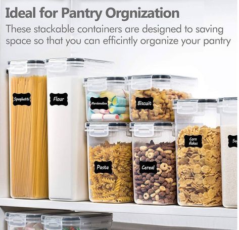 Designed to keep your pantry essentials fresh and neatly organized. #amazonfinds #amazonmusthave #amazonhome#amazongift #amazonhomegift #homemusthave #homeimprovement #bathroomfind #amazonbathroom #amazoncleaning #amazon #amazondeal #kitchen #kitchenrenovation #kitchentips #kitchenproducts #kitchenfind #kitchengadget Food Storage Rooms, Pet Food Container, Cereal Storage, Food Canisters, Cereal Dispenser, Sugar Container, Airtight Storage, Food Storage Container Set, Snack Storage