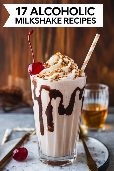 Indulge in the ultimate adult dessert with these 17 delicious alcoholic milkshake recipes. Combining creamy ice cream with your favorite boozy cocktails, these recipes are perfect for a fun night in or a special occasion. Whether you prefer rum, vodka, whiskey, or liqueurs, there's a spiked milkshake recipe to satisfy every taste. Get ready to enjoy the perfect blend of sweet and spirited! Vanilla Ice Cream Alcohol Drinks, Milkshake Alcohol Drinks, Alcohol Milkshake Recipe, Smooth Alcoholic Drinks, Ice Cream Alcohol Drinks, Spiked Milkshake Recipes, Mixed Drink Recipes Alcoholic, Creami Milkshake Recipes, Adult Milkshake Recipes