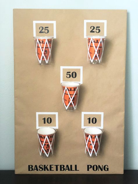 Carnival Game Ideas For School, Basketball Themed Activities, Mini Basketball Game Diy, Diy Ski Ball, Diy Basketball Birthday Decorations, Basketball Birthday Party Activities, Basketball Themed Party Games, Diy Basketball Decorations, Basketball Birthday Games