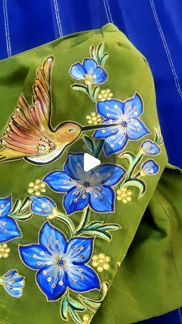 Hand Painted Blouse Designs, Blouse Painting Designs, Painting Dress, Acoustic Guitar Photography, Saree Painting Designs, Boat Neck Blouse Design, Saree Painting, Fabric Painting Techniques, Gown Party Wear