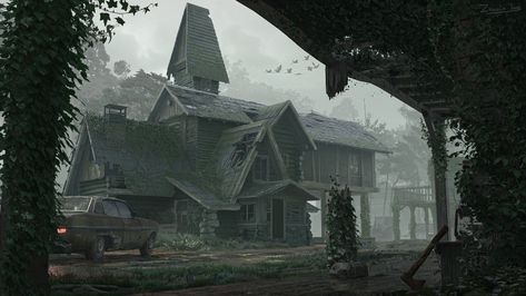 ArtStation - Wooden house Apocalypse Town, Town Concept Art, House Concept Art, Apocalypse World, House Concept, Environment Design, Last Of Us, Wooden House, Dark Art