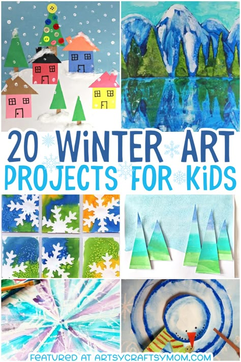 Winter Art Projects For Kids, Winter Art Ideas, Snowflakes Art, Fantasy Unicorn, Art Docent, Preschool Winter, Art For School, Winter Art Projects, Winter Projects