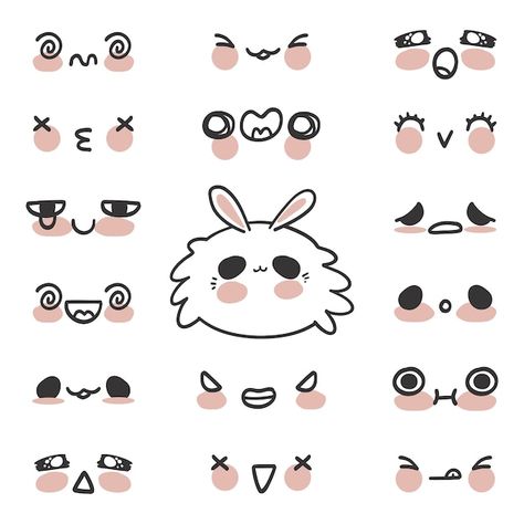 Premium Vector | Face expression isolated icons Kawaii Face Expressions, Cute Facial Expressions Drawing, Chibi Facial Expressions Kawaii Faces, Cute Face Expressions Drawing, Kawaii Facial Expressions, Cute Chibi Expressions, Expression Illustration Face, Kawaii Expressions Faces, Chibi Expression Reference