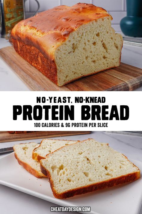 Healthy Protein Bread Recipes, Protein Powder Bread Recipes, Homemade Protein Bread, High Protein Bread Recipe, Low Calorie Bread Recipe, Protein Breads, Protein Loaf, Macro Snacks, High Protein Bread