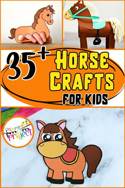 Dive into the world of cute farm animals with this amazing bundle of over 35 unique and fun Horse Crafts. This incredible collection of Horse crafts will have your crafty toddlers and preschoolers engaged for hours as they explore the clever activities to create their own  beautiful horses. From printable horse crafts, to horse puppets and toilet roll horse crafts  - there's something here for every creative mind to enjoy. So come on over and grab this horse craft collection today. Horse Art Project, Horse Crafts For Kids, Horse Crafts Kids, Horse Camp Crafts, Unicorn Projects, Simple Mom Project, Horse Template, Fair Crafts, Farm Animal Crafts