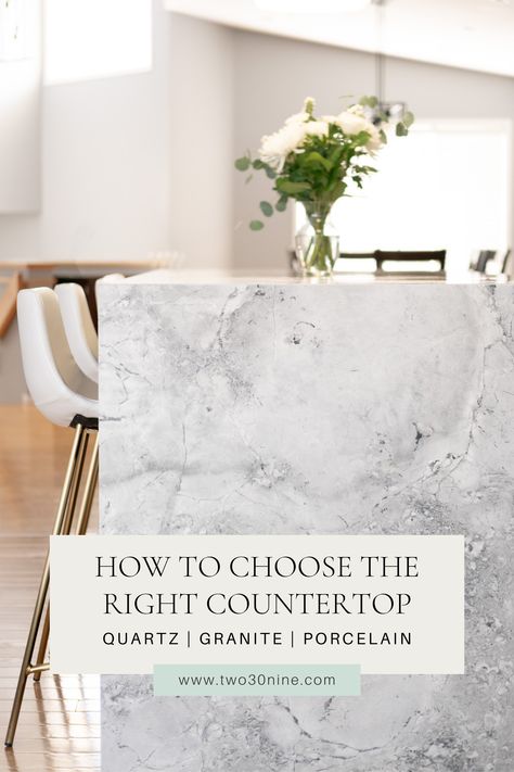 Picking the finishes in your kitchen is one the most exciting parts of the design process! But, with so many options choosing the right on can feel overwhelming. Swipe through to compare natural stone, quartz, and porcelain, which are a few of the most popular choices in the market today. Visit the blog to get a more in-depth comparison. Countertop Comparison Chart, Calcutta Miraggio Gold Quartz, Porcelain Tile Countertops Kitchen, Cream Quartz Countertops Kitchen, Porcelain Countertops Kitchen, Quartz Countertops Bathroom, Cream Quartz Countertops, Kitchen Countertops Quartz, Quartz Bathroom Countertops