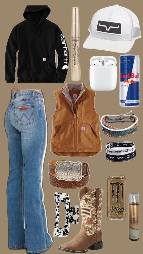 #countryoutfit #countryfit #cutefit Cow Show Outfit, Cold Country Outfit, College Outfits Western, Christmas Country Outfits, Contry Asthetic Outfits, Western Teen Outfits, Basic Country Outfits, Country Shuffles, Road Trip Outfit Winter