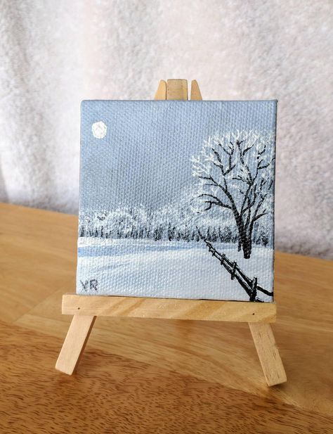 image 0 Magnet Painting, Mini Canvas Paintings, Winter Scene Paintings, Mini Tela, Beach Canvas Paintings, Ornament Painting, Mini Toile, Tiny Canvas, Small Easel