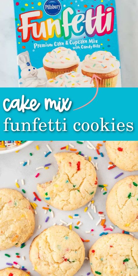 Funfetti Cake Cookies Recipe, Confetti Cookies Recipe Cake Mixes, Cookies Made From Boxed Cake Mixes, Funfetti Cookies From Cake Mix Pillsbury, Cake Mix Cookies Funfetti, Funfetti Cake Cookies, Confetti Cake Mix Cookies, Gluten Free Cake Mix Cookies, Confetti Cake Cookies