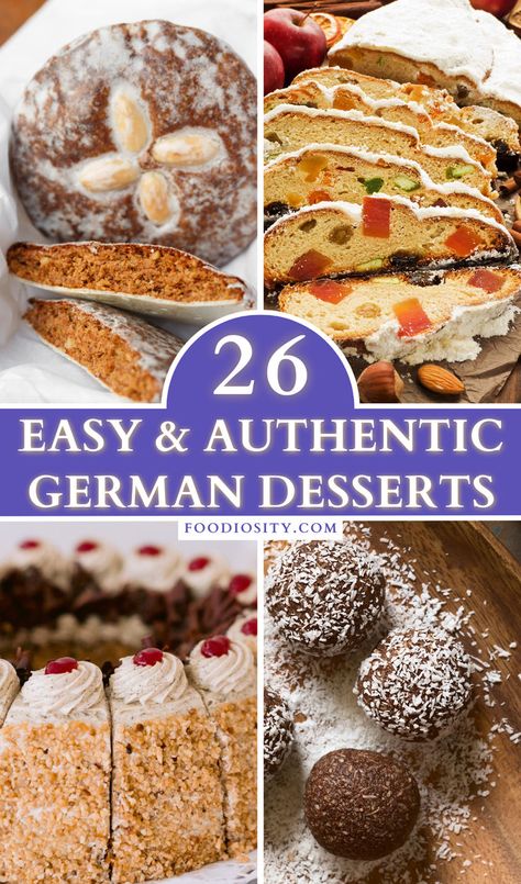 Experience the joy of German baking with 26 authentic dessert recipes! These simple yet delightful sweets, including classic pastries and festive treats, capture the essence of German cuisine. Click to discover how easy it can be to create traditional German desserts at home! Classic Pastries, German Christmas Desserts, Traditional German Desserts, Desserts At Home, German Pastries, Easy German Recipes, German Food Authentic, Desserts Around The World, International Desserts