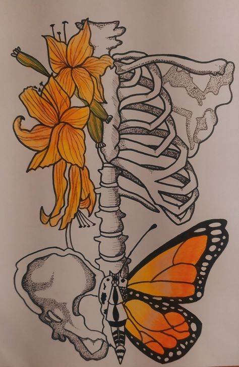 Flower Art Sketch, Flower Asthetics Drawings, Tumblr Drawings Aesthetic, Book Cover Design Painting, Flowers Aesthetic Sketch, Colourful Flowers Drawing, Flower Skeleton Drawing, Butterfly Sketch Aesthetic, Skeleton Flower Drawing