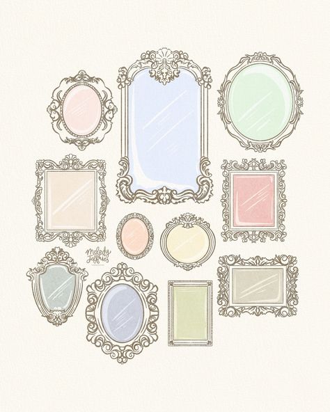 Mirror, Mirror, on the Wall, which Mirror is your most favorite of them all???🪞😍 Day 5/30 of #30dayproject *COMING SOON* to @spoonflower on fabric & wallpaper & also available for art licensing! DM or email @whimandjoy for more info! #mirrorpattern #vintagemirror #timelessdesign #vintagemirrors #artlicensing #surfacepattern #cottagedecor #cottagecorestyle #patterndesign #seamlesspattern #surfacepatterndesign #surfacepatterncommunity #bridgerton #surfacedesign #bridgertoninspired #digitalp... Bridgerton Graphic Design, Vintage Mirror Drawing, Mirror Graphic, Bridgerton Art, Bridgerton Wallpaper, Mirror Illustration, Mirror Drawings, Mirror Pattern, Flower Logo Design