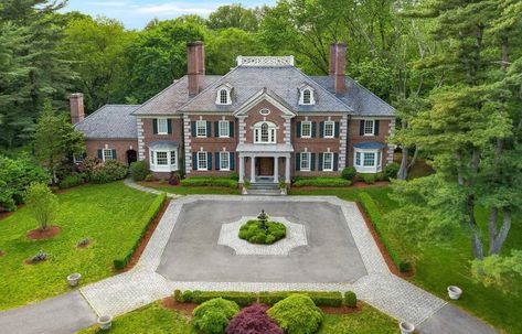 Brick Georgian Manor Built To The In Greenwich, Connecticut, United States For Sale (11370861) Georgian Manor, Paneled Library, Greenwich Connecticut, Martin House, Walnut Floors, Greenwich Ct, Home Theater Rooms, Theatre Room, Sims House