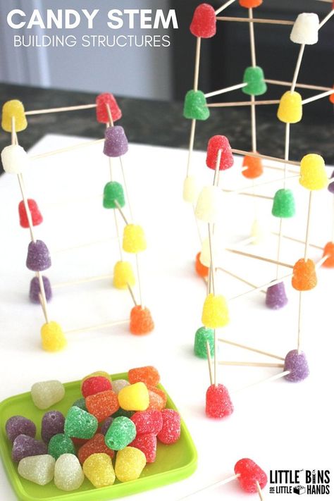 Candy STEM - Building Structures Gumdrop Stem Activity, Team Building Activities For Teens, 4h Activities, Team Building Activities For Kids, Team Building Activities For Coworkers, Building Activities For Kids, Team Building Activities For Adults, Outdoor Team Building Activities, Steam Night