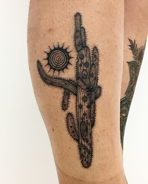 Desert Tattoo, Arizona Tattoo, Empowering Tattoos, Cactus Tattoo, Tatoo Inspiration, Hidden Tattoos, Landscape Tattoo, Tattoo Portfolio, Diy Tattoo