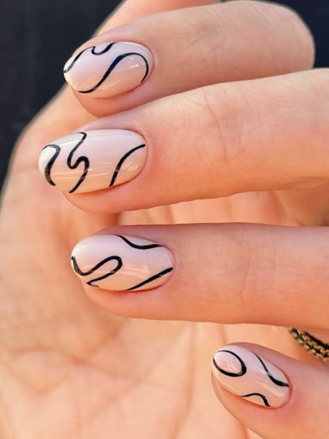 Line Nail Designs, Black And White Nail, Black And White Nail Designs, Glitter Nails Acrylic, Milky Nails, Subtle Nails, Colorful Nails, Minimal Nails, Lines On Nails