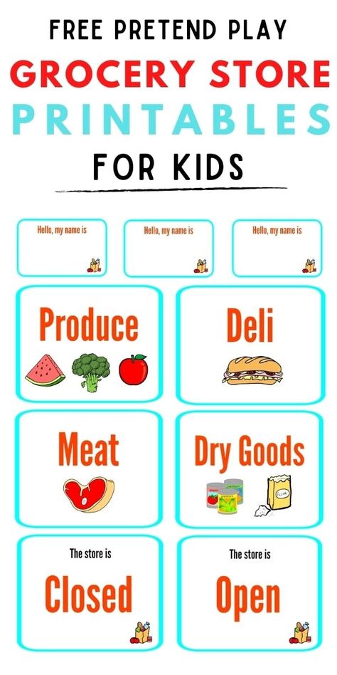 Grocery Store Printables, Dramatic Play Printables Free, Kids Play Store, Curriculum Themes, Kids Grocery Store, Pretend Grocery Store, Grocery Store Dramatic Play, Pretend Play Grocery Store, Pretend Play Printables