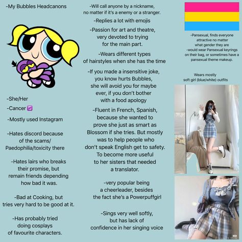 This is my personal opinion, feel free to disagree/relate in the comments. #ppg #powerpuff #headcanon Powerpuff Girls Personality, Bubbles Fanart Ppg, Bubbles Ppg Aesthetic, Bubbles Powerpuff Fanart, Ppg Bubbles, Bubbles Ppg, Ppg Fanart, Bubbles Powerpuff, Flowy Hair