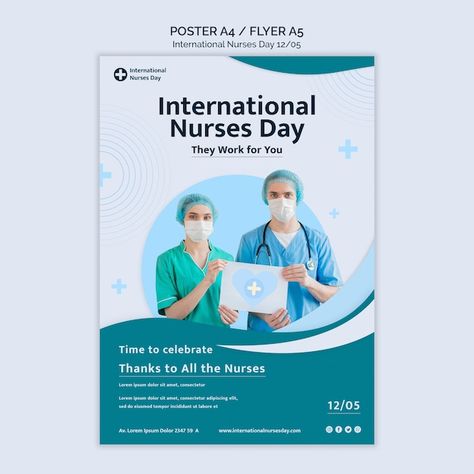 Free PSD flat design international nurse... | Free Psd #Freepik #freepsd #nurse-day #vertical-poster #print-templates #flat-poster Nurse Day Poster, Nursing Day Poster, International Nurses Day, Nurse Day, Day Template, Nurses Day, Vertical Poster, Nurses Week, Poster Designs