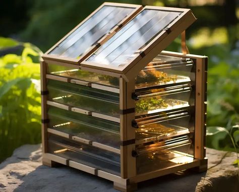 Harnessing the Sun: Building a Solar Food Dehydrator from Scratch Outdoor Dehydrator Diy Solar, Sun Dehydrator Diy, Solar Dehydrator Plans, Sun Dehydrator, Earth Steps, Diy Dehydrator, Solar Food Dehydrator, Greenhouse Business, Dehydrator Ideas