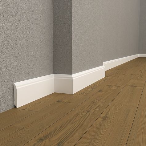 The Package of 24 Baseboard Moldings (Totaly 57,6m/2.268'') - Waterproof Paintable White Base Moulding - Each Skirting Board is 240x8x1,5 cm/ 94,5 x 3,1 x 0,59 inches. Baseboard Molding, Baseboard, Floor Molding, Skirting Boards, White Baseboard, Bathroom Baseboard, Modern Baseboards Baseboard Sample, Wall Decoration, Wall Accent Decor, Wall Moldings, Modern Wall Design, Decorative Molding  It's a special kind of board that you can use to make your walls look fancy. It comes in a nice white colo Traditional Style Baseboards, Peel And Stick Baseboard, 2024 Baseboard Trends, Square Baseboards, Floor Molding Baseboards, Cheap Baseboard Ideas, Baseboard Modern, Chunky Baseboards, Modern Farmhouse Baseboards