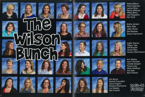 Brady Bunch themed Faculty pages in your Yearbook is a Fun idea!!  #school #yearbook #yearbookideas #faculty #facultyportraits #bradybunch #theme #funny #pages #creative #teachers #staff Yearbook Design Aesthetic, Staff Yearbook Page Ideas, Decades Yearbook Theme, Middle School Yearbook Ideas, Friend Yearbook, Yearbook Staff Page Ideas, Yearbook Ideas Pages, Staff Yearbook Page Ideas Layout, Yearbook Photo Ideas