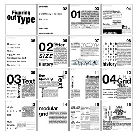 Figuring Out Type (Book on Typography) :: Behance Grid Layout Magazine, Book Designs Layout, Grid Magazine Layout, Text And Image Layout Design, Type Design Layout, Magazine Type Layout, Typography Layout Ideas, Magazine Grid Layout Design, Research Book Layout