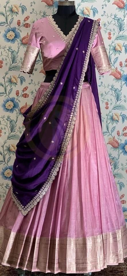 Pink Blouses, Pink Blouse Designs, Purple Lehenga, Lehenga Saree Design, Simple Lehenga, Half Saree Lehenga, Indian Outfits Lehenga, Long Gown Design, Wedding Lehenga Designs