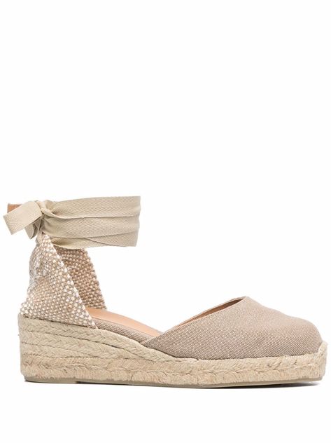 Sand lace-up wedge espadrilles from Castañer featuring round toe, lace-up detailing, branded insole and wedge heel. This item is in size 39 and the color is Beige Castaner Espadrilles, Tan Espadrilles, Heeled Espadrilles, Espadrilles Slides, Wedge Espadrilles, Online Closet, Women's Espadrilles, Espadrilles Platform, Lace Up Wedges