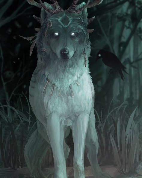 Protector Of The Forest, Shapeshifter Oc, Forest Protector, Enchanted Animals, Wolf And Raven, Magical Wolf, Fantasy Wolves, Wolf People, Wild Magic