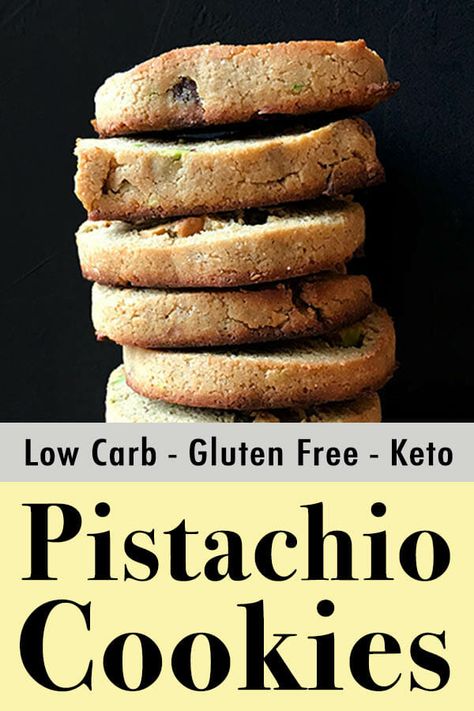 These low carb and Keto pistachio shortbread cookies make for the perfect gluten free dessert. And each cookie has just 1g net carb. Keto Pistachio, Diet Cookies Recipe, Pistachio Shortbread Cookies, Pistachio Shortbread, Galletas Keto, Low Carb Cookies Recipes, Gluten Free Dessert, Diet Cookies, Low Fat Low Carb