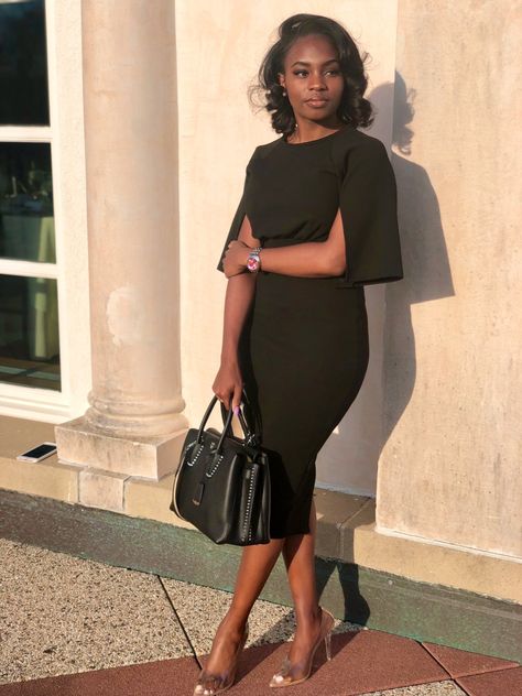 Black Official Dresses, Black Gowns For Lawyers, Official Outfits For Women Dress, Professional Black Women, Corporate Gowns, Stylish Business Outfits, Black Women Dress, Lawyer Fashion, Fashionable Work Outfit