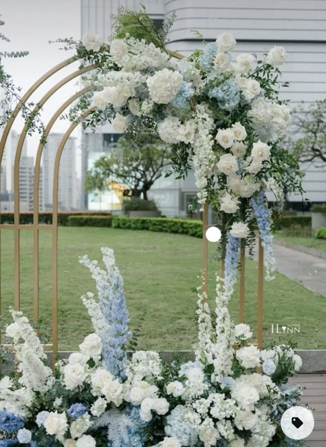 New Home Decor Ideas, Chic Home Decor Ideas, Powder Blue Wedding, Wedding Gate, Blue Wedding Decorations, Blue White Weddings, White Bridal Shower, Wedding Backdrop Design, Wedding Backdrop Decorations