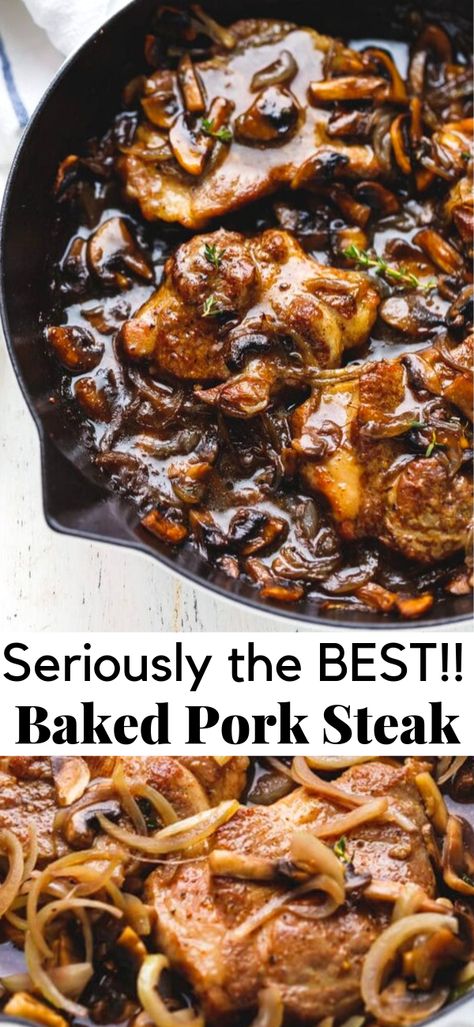 Pork Round Steak Recipes, Recipe For Pork Steaks, Pork Steak Meal Ideas, Fresh Pork Steak Recipes, Pork Steak Dinner Meals, Pork And Onions Recipe, Quick Pork Dinner Ideas, Boston Pork Steak Recipes, Light Pork Recipes