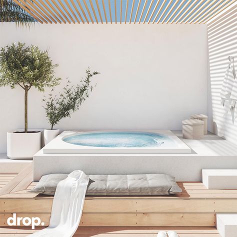 Tropfenförmige Freiheit: Der Whirlpool ohne Sitzplatzzuteilung Spa Surround Ideas, Coastal Design Interiors, Outdoor Jacuzzi, Kleiner Pool Design, Small Pool Design, Jacuzzi Outdoor, Outdoor Spa, Outside Living, Small Pool