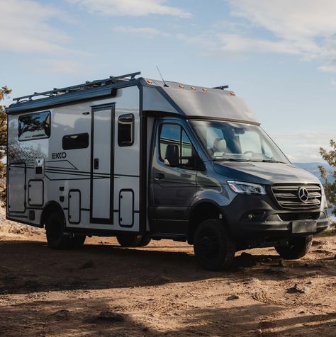 Winnebago's Newest Camper Van Is an Off-Road Mercedes-Benz | Gear Patrol Winnebago Ekko, Camper Van Life, Sprinter Camper, Cool Campers, Mini Camper, All Terrain Tyres, Van Camping, Fresh Water Tank, Benz Sprinter