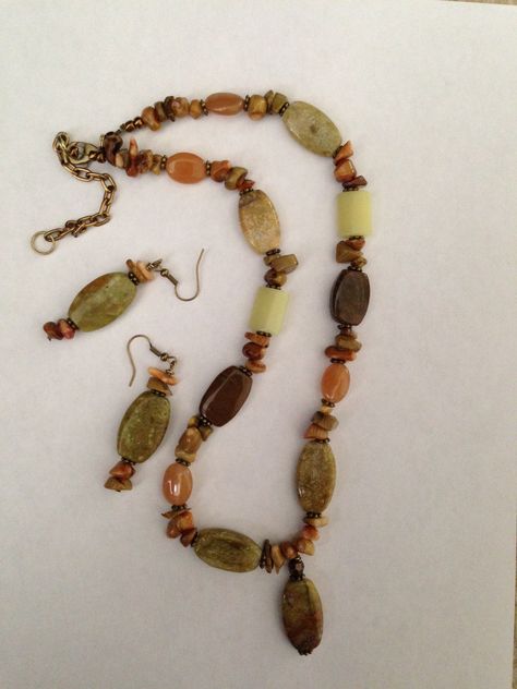 Natural earth tone necklace Earthy Multicolor Beaded Necklace, Handmade Earthy Brown Necklace, Earth Tone Necklace, Earthy Multi-strand Adjustable Necklace, Earthy Hand-strung Brown Beaded Necklaces, Earth Tone Jewelry, Natural Earth, Strand Necklace, Earth Tones