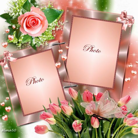 Double Frame #Alma50 #showSomeLove Dual Photo Frame, 2012 April, Romantic Frame, Birthday Card With Name, Double Photo Frame, Foto Frame, Pictures Frames, Flower Frames, Custom Ring Box