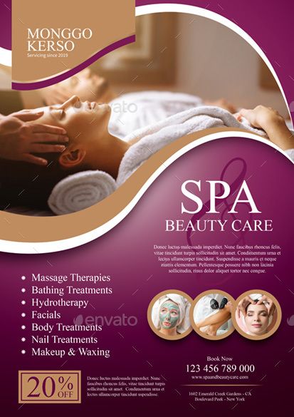 Spa and Massage #Spa, #Massage Massage Poster Design Ideas, Spa Poster Design, Massage Flyer Ideas, Spa Menu Design Layout, Massage Flyer Design, Spa Graphic Design, Massage Therapy Brochures, Facial Flyer Design, Spa Design Ideas