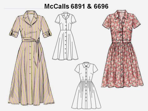 Shirt Dress Pattern, Retro Style Dress, Classic Shirt Dress, Shirtwaist Dress, Neckline Designs, City Dress, Moda Vintage, Dress Sewing Patterns, Retro Stil