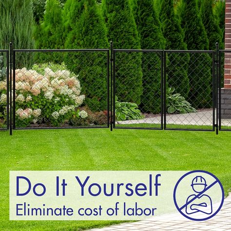 YARDLINK Diamond Grid No Dig Fence 4-ft W Black Steel Yard Fence Gate in the Metal Fencing department at Lowes.com Yardlink No Dig Fence, No Dig Fence Ideas, Garden Fence Gate, No Dig Fence, Black Chain Link Fence, Diy Dog Fence, Dog Ear Fence, Steel Fence Panels, Landscape Fence