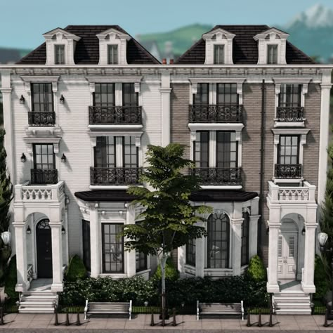 Amelie (Posts tagged mydownloads) Bloxburg Brownstone House, Sims 4 Brichester House, Sims 3 Inspiration, Parisian House Sims 4, Sims 4 Estate Build, Bloxburg Glass House, Townhome Sims 4, Sims 4 San Francisco House, Sims 4 Paris Apartment