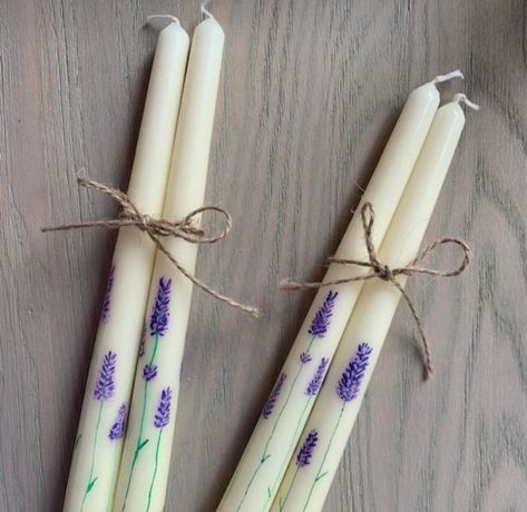 Decorate Candles, Candle Painting, Painted Candlesticks, Ivory Candles, Hand Painted Candles, Painted Candles, Candle Craft, Candle Art, Candle Business