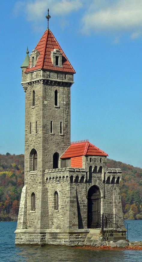 Castle Style House, House With Tower, Tall Castle, Gothic Tower, Tower Castle, Small Castle, Cooperstown Ny, Small Castles, Stone Tower