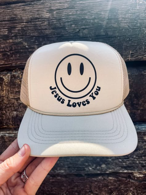 Jesus Trucker Hat, Christian Trucker Hats, Jesus Hats, Faith Hats, Christian Caps, Christian Accessories, Christian Hats, Jesus Love, Cute Shirt Designs