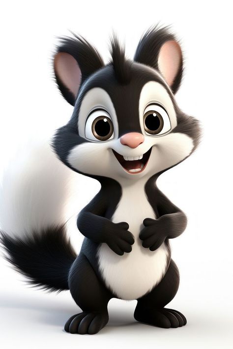 Skunk Illustration, Skunk Cartoon, Cartoon Skunk, Person Cartoon, Animal Cute, 3d Rendering, 3d Illustration, Free Design Resources, Design Resources