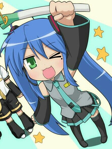 Miku Lucky Star Konata, Eating Popcorn, Lucky Star, An Anime, Popcorn, Piano, Deviantart, Anime, Blue