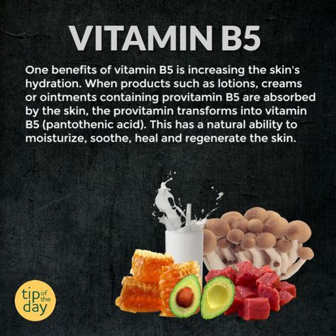 One benefits of vitamin B5 is increasing the skin's hydration. When products such as lotions, creams or ointments containing provitamin B5 are absorbed by the skin, the provitamin transforms into vitamin B5 (pantothenic acid). This has a natural ability to moisturize, soothe, heal and regenerate the skin.  #Sardonyx #dermarollers #microdermabrasion #microneedles #antiagingserum #hyaluronic_acid Vitamin B5 Benefits Skin, Pantothenic Acid Benefits, Vitamin B5 Benefits, Food Vitamins, Alcohol Spray, Turmeric Vitamins, Eco Beauty, Health Vitamins, Pantothenic Acid