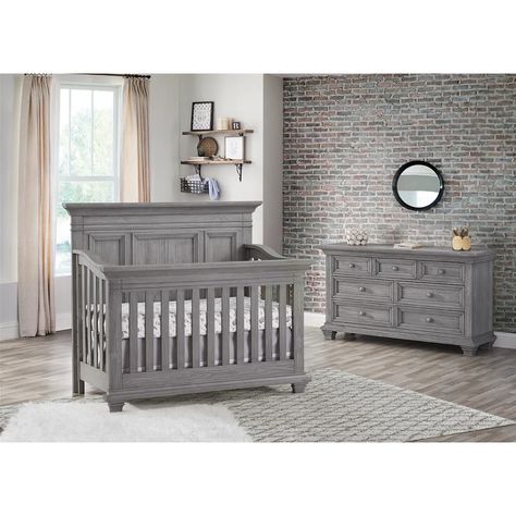 Harriet Bee Tadcaster Convertible Standard 2-Piece Nursery Furniture Set & Reviews | Wayfair Gray Nursery Furniture, Bed Guard Rails, Bed Guard, Wooden Cribs, Baby Cribs Convertible, Baby Changing Station, Gray Nursery, Baby Crib Mattress, Guard Rail