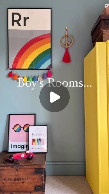 Laura // No.13 on Instagram: "Boys rooms DO NOT HAVE TO BE BLUE! 

Caps lock intended. Don’t restrict yourself to ‘boys colours’, you’re missing out on the rest of the rainbow!

#littleboysroom #lovemyinsterior #mymeaningfulhome #boysbedroom #kidsbedroom #kidsprints #homeinspodaily #upcycledfurniture #kidsroomdecor #kidsbedroomdecor #toddlerroom #rainbowhomemonthly #kidsroom #farrowandball #childrensbedroom #toddlerroomdecor #yellowwardrobe #kidsinteriordesign 
#colourfuldecor #kidsroomdecoration 
#childrensinteriors #myfeaturedhome #trundlebed #childrensinterior #colourfulkidsroom #mycolourfulinterior #ovalroomblue #colourfulkids #kidsbedroomideas #gallerywalldecor" Caps Lock, Oval Room Blue, Instagram Boys, Kids Interior Design, Toddler Room Decor, Boys Rooms, Gallery Wall Decor, Trundle Bed, Kids Bedroom Decor